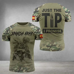 Summer New Men's T-shirt 3D Printed T-shirt Camouflage Army Spanish Flag O-neck Oversized Outdoor Casual Short Sleeved Top