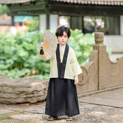 Traditionelles japanisches Kimono-Kostüm für Kinder, Samurai-Kleidung für Kinder, Kimono-Sets mit Strickjacke für Jungen, Bühnenkleidung für Kinder