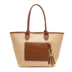 Strandurlaubs-Tasche für Damen, Sommer 2025, PP-Graswebmuster, großes Fassungsvermögen