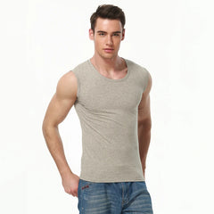 Four Seasons Slim Men's Pure Cotton Vest Simple Fashion Sports Vest Youth Fitness Training Play Sleeveless Round Neck T