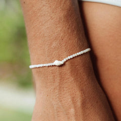 Vlen Mother of Pearl Bead Bracelet with Conch Beach Eco-Friendly Jewelry for Women Summer Vacation Accessories Sea Holiday Gifts
