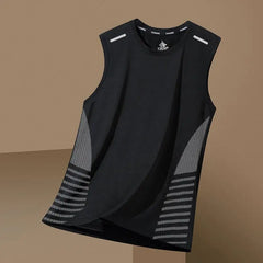 Sommerliches, schnelltrocknendes, atmungsaktives Sport- und Fitness-Unterhemd für Herren, ärmellos, mit breiten Schultern, schweißableitendes T-Shirt-Top