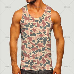 Men's Camoufiage Casual Sportwear Tees Summer Sleeveless 3D Camo Print Solider Vest Fitness Daily Oversized Male Tactic Tops