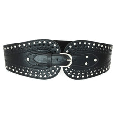 Damen-Accessoires, neues Design, modische Gürtel aus schwarzem und braunem PU-Leder mit silberplattierter Schnalle und elastischem Bund
