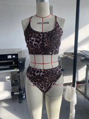 Sexy Printed High-Waist Two-Piece Ladies Swimsuit Bikini Swimwear Trendy Beachwear Female Model for Reference Only