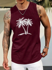 Summer Men's Simple American Flag Printed Sleeveless Round Neck Vest Daily Sports Fitness Fashion Sleeveless Clothing S-5XL