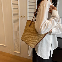 Summer Beach Bags For Women Handmade Rattan Woven Shoulder Bags Large Capacity Straw Bag Bohemian Casual Travel Handbag Totes