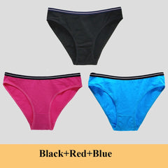 תחתוני נשים תחתוני כותנה מותן נמוכים מוצקים חמודים קשת רכים לנשימה 3 יח'\חבילה