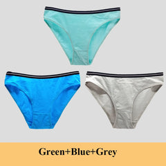 תחתוני נשים תחתוני כותנה מותן נמוכים מוצקים חמודים קשת רכים לנשימה 3 יח'\חבילה