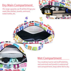 Beach Tote Bag Women Foldable Travel Bag with Anti-Sand Pocket Lightweight Storage Bag for Gym/Shopping Packable in Carry-On