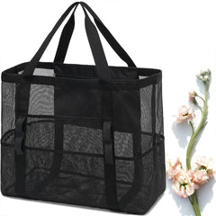 Wasserdichte und sandabweisende Strandtasche aus Netzgewebe – Große Badetasche für Damen, ideal für den Urlaub und als Strandaccessoires
