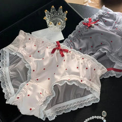 Cute Lace Underwear Women Girl Gauze High Waist Mesh Breathable Underwear with Bow Tie Cotton Comfortable Briefs Underpants