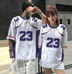 חולצות טי עם שרוולים קצרים ופסים אופנתיים לגברים ונשים, בסגנון ספורטיבי גדול במיוחד, לשני המינים, S-5XL, חולצות כדורסל