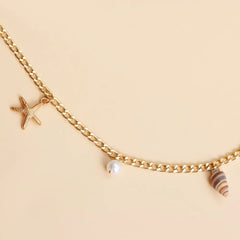 Fashion Bohemian Waist Chain Sea Star Starfish Shell Pendant Shell Waist Link Beach Bikini Alloy Jewelry Accessories for Women