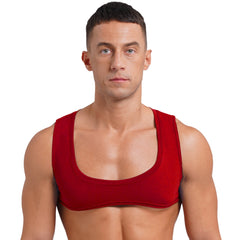 גברים סקסיים שרירים להשוויץ בגזרה קצרה טופ צווארון נמוך ללא שרוולים בצבע אחיד גופייה לגוף פיתוח גוף דיסקו מועדון לילה