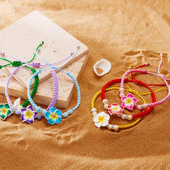 צמידי הוואי לנשים בוהמי ארוג פרח טרופי צמידי פרחים בעבודת יד צמה קיץ חוף בנות תכשיטי אביזרים