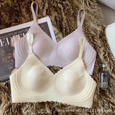 Striped design summer underwear for women, breathable, thin bra, anti-sagging, seamless, no underwire