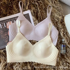 Striped design summer underwear for women, breathable, thin bra, anti-sagging, seamless, no underwire