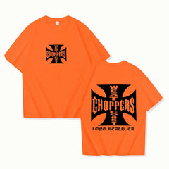 Sommerliches T-Shirt für Damen und Herren mit West Coast Choppers-Print, lässiges Kurzarm-T-Shirt mit Rundhalsausschnitt, Vintage-Stil