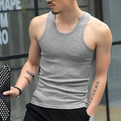 Men Vest O-neck Sleeveless Tank Tops Slim Fit Summer Vest Fitness Gym Workout Undershirt Bodybuilding Running Vest