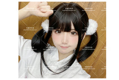 Anime-Accessoires, weißer Pelzhaarring, japanischer Lolita-Stil, doppelter Pferdeschwanz, Haarschmuck, Haarband, Kawaii-Accessoires