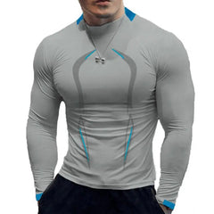Men Workout Long Sleeve T-shirt Gym Shirt Round Neck Slim Fit T-shirt Sweat Absorption Workout Tees Quick Dry Sports T-shirts