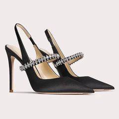 Velvet Suede Diamond High Heels Shoes For Women Brand Nude Pink Closed Pointed Toe Sandals Luxury High-end 7/9cm High Heel Shoes