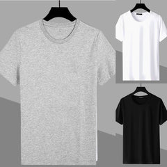 Casual Men's O Neck Solid Color Short Sleeve T Shirts Casual Slim Fit T Shirt Tee Top Pullover For Men Clothing