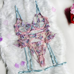 Hot Sexy lingerie Embroidered patchwork straps erotic lingerie erotic lingerie set Fantasy clothing sexy hot underwear women xxx