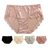 New Underwear for Women Satin Traceless Ice Silk Panties for Lady Breathable Sexy Pure Desire Panties Large Mid Waist M-XXL