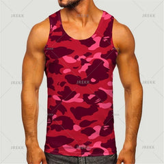 Men's Camoufiage Casual Sportwear Tees Summer Sleeveless 3D Camo Print Solider Vest Fitness Daily Oversized Male Tactic Tops