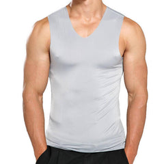Male Summer Ice Silk T-Shirts Sleeveless V-Neck Vest Tank Top Breathable Cool Sports Undershirt Casual Gyms Running Vest M-5XL