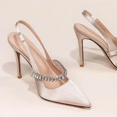 Velvet Suede Diamond High Heels Shoes For Women Brand Nude Pink Closed Pointed Toe Sandals Luxury High-end 7/9cm High Heel Shoes