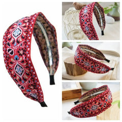 Breiter Turban für Damen, Haaraccessoires, Kopfbedeckungen, bestickte Haarreifen, Haarbänder, Stirnbänder, Kopftücher