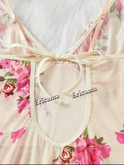 Women's Underwear Sexy Bra And Panties Sets Lace Ruffle Trim Lingerie Set Deep V Slip Dress Thong Women's Sexy Lingerie