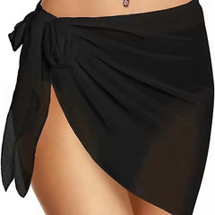 Summer Women Short Swimsuit Coverups Beach Bikini Wrap Sheer Skirt Chiffon Scarf See Through Cover Ups for Swimwear