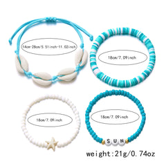 קיץ בוהמי כוכב ים צדף קונכייה צמידי לנשים גברים אופנה צבעוני חרוזים צמיד חוף תכשיטי חג מסיבת אביזרים