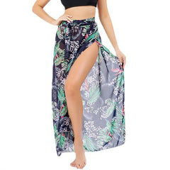 Women Long Print Sarongs Swimsuit Coverups Beach Bikini Wrap Sheer Long Skirt Chiffon Scarf Cover Ups for Swimwear