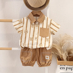 Baby Boy Clothes Set T-Shirt+Shorts Kids Boy Summer Clothing Set Cute Cartoon Bear Outfit Set Infant Toddler Tee Shirt Pants