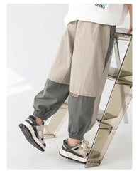 2024 New Boy Pants Korean High Street Fashion Trousers Color Block Thin Sports Pants Casual Children's Clothing Kids Sweatpants