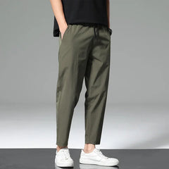 Dünne, atmungsaktive Freizeithose aus Eisseide für Herren (Frühling/Sommer), locker geschnitten, schnelltrocknend, sportlich, 9-Punkt-Schnitt