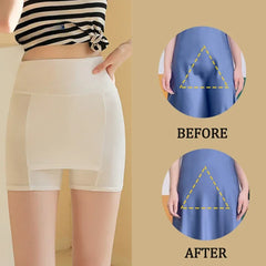 Damen-Shorts mit hohem Bund | Nahtlose Unterwäsche aus Eisseide | Figurformende Unterwäsche mit Bauchkontrolle | Doppellagige Sicherheitshose | Atmungsaktives Material