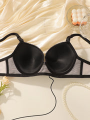 Women's sexy lingerie set with small floral patterns steel rims gathered push ups shoulder straps adjustable lingerie set A2169