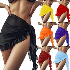 Beachwear Wraps Bikini Cover Ups Tassel Dress Bikini Summer Mesh Mini Ruffle Skirt for Women Candy Bathing Skirt Girls Swimsuit
