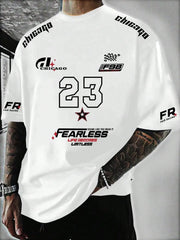 New letter casual pattern T-shirt short sleeved sports T-shirt unisex casual fashion clothing summer men's racing T-shirt
