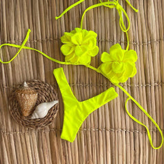 2025 New Summer New Sexy Petal Push Up Backless Bikini Set Women Fashion Flower Ruffles Bikini Lady Solid Beachwear Bathing Suit
