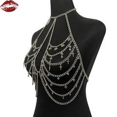 Sexy Love BDSM Europäische und amerikanische Sex-Accessoires für Frauen aus silberfarbenem Legierungsmaterial, verziert mit Strasssteinen.