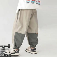 2024 New Boy Pants Korean High Street Fashion Trousers Color Block Thin Sports Pants Casual Children's Clothing Kids Sweatpants