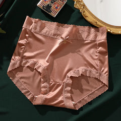 תחתוני נשים חלקים משי קרח קלים לנשימה תחרה תחתונים סקסיים בד משי הרם ירך חלק רך