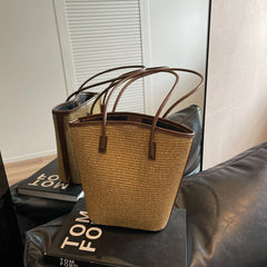 Summer Beach Bags For Women Handmade Rattan Woven Shoulder Bags Large Capacity Straw Bag Bohemian Casual Travel Handbag Totes